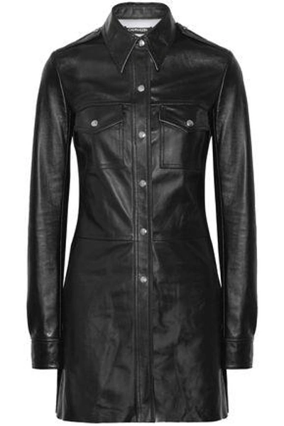 Shop Calvin Klein 205w39nyc Woman Leather Shirt Black