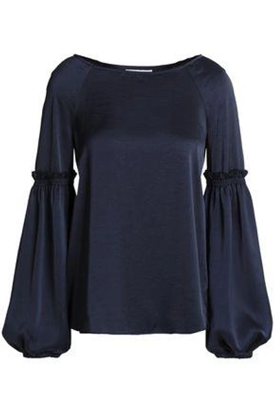 Shop Bailey44 Blood Bond Gathered Sateen Blouse In Midnight Blue