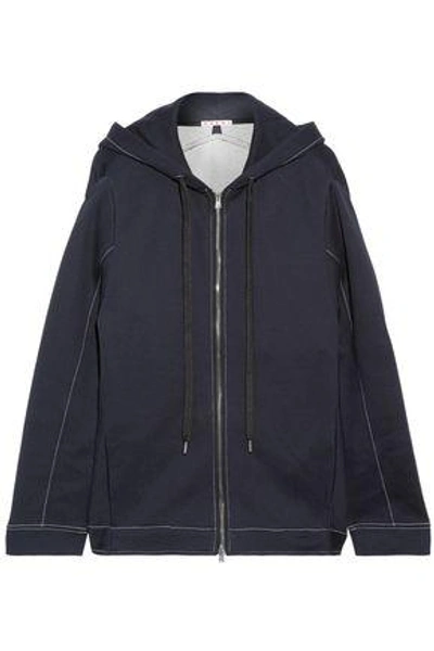 Shop Marni Oversized Cotton-blend Jersey Hoodie In Midnight Blue