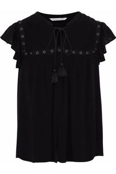 Shop Rebecca Minkoff Woman Penny Embellished Ruffled Gauze Top Black
