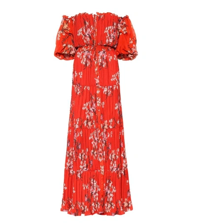 Shop Johanna Ortiz Viajes Del Alma Silk-blend Dress In Red