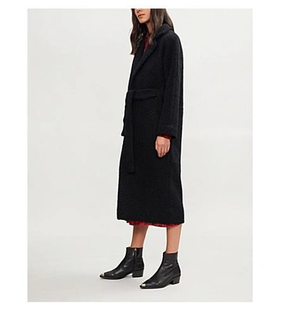 Shop Ganni Fenn Wool-blend Coat In Black