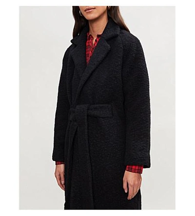 Shop Ganni Fenn Wool-blend Coat In Black