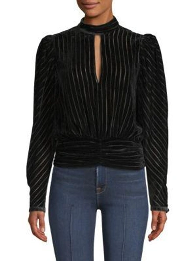 Shop Frame Smocked Velvet Party Top In Noir