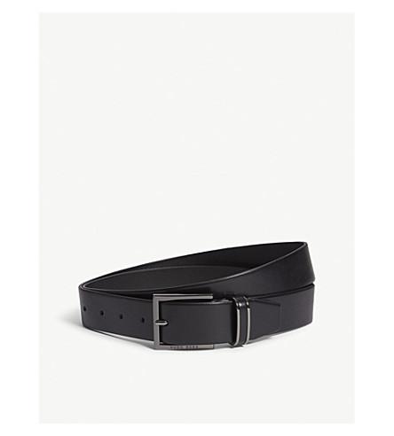 Hugo Boss Canzion Smooth Leather Belt In Black | ModeSens