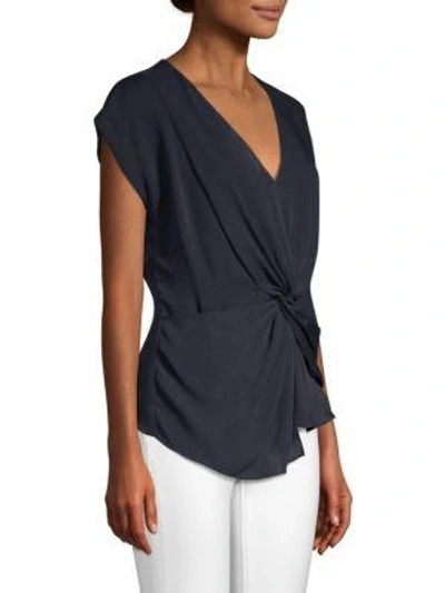 Shop Joie Bosko Silk Knotted Front Top In Midnight