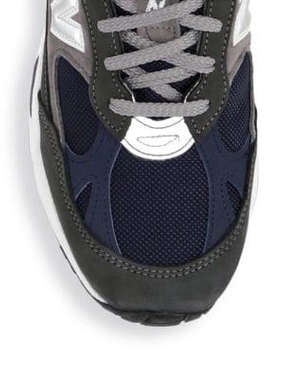 Shop New Balance 991 Suede & Leather Sneakers In Grey Navy