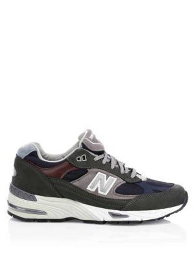 Shop New Balance 991 Suede & Leather Sneakers In Grey Navy