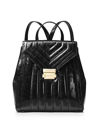 Shop Michael Michael Kors Whitney Medium Leather Backpack In Black/gold