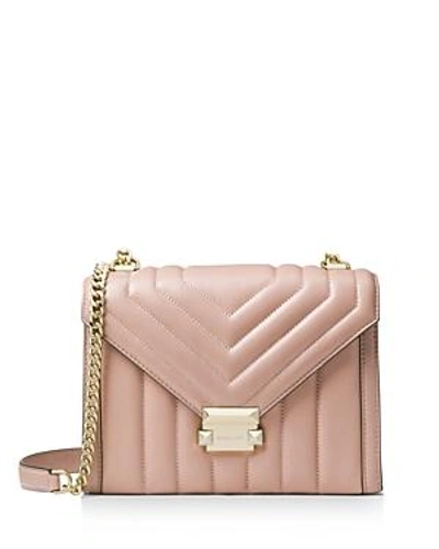Shop Michael Michael Kors Whitney Large Quilted Leather Shoulder Bag In Fawn Pink/gold