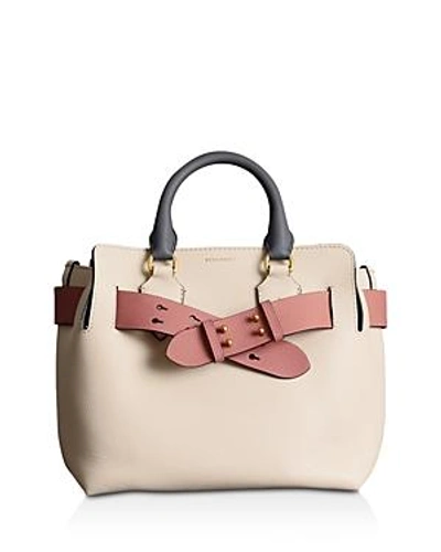 Shop Burberry Tri-tone Small Leather Belt Bag In Limestone/dust/gold