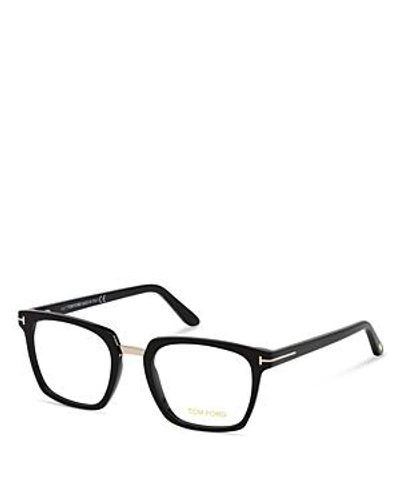 Shop Tom Ford Square Blue Blocker Glasses, 50mm In Shiny Black/blue Block