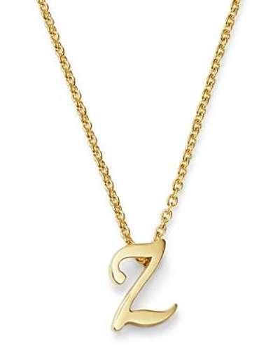 Shop Roberto Coin 18k Yellow Gold Cursive Initial Necklace, 16 In Z/gold