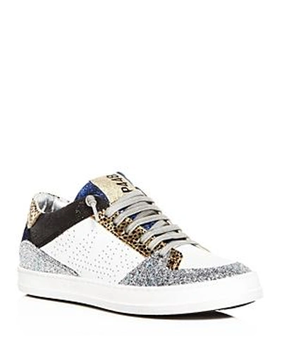 Shop P448 Women's Queens Mixed Media Lace Up Sneakers In White Pearl