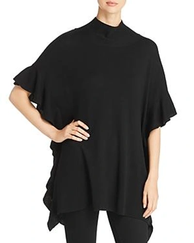 Shop Elie Tahari Lucy Ruffled Merino Wool Sweater In Black