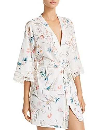 Shop Flora Nikrooz Irene Floral Knit Cover-up Robe In Ivory Floral