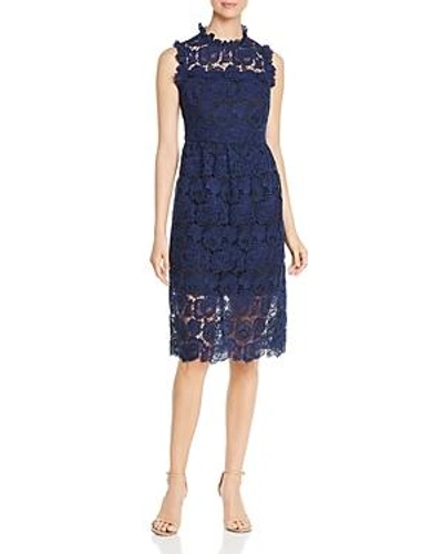 Shop Kate Spade New York Bi-color Floral Lace Dress In Adriatic Blue/rick Ink