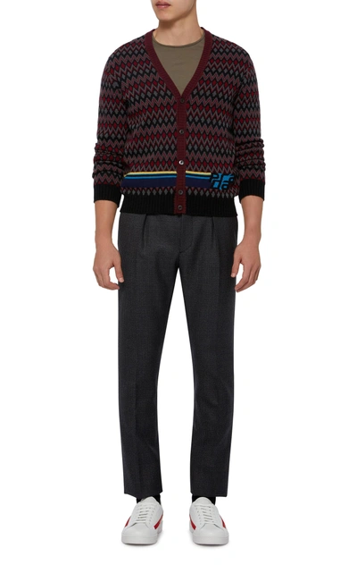 Shop Prada Intarsia Wool And Cashmere-blend Cardigan In Multi