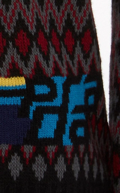 Shop Prada Intarsia Wool And Cashmere-blend Cardigan In Multi