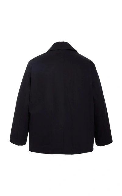 Shop Prada Appliquéd Double-breasted Jacket In Navy