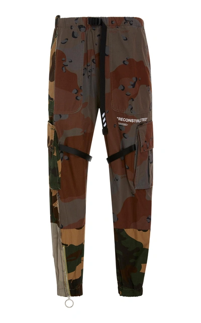 Off white Reconstructed Camouflage Cotton Cargo Trousers In Brown