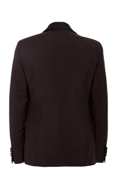 Shop Prada Slim-fit Mohair And Wool-blend Tuxedo In Burgundy