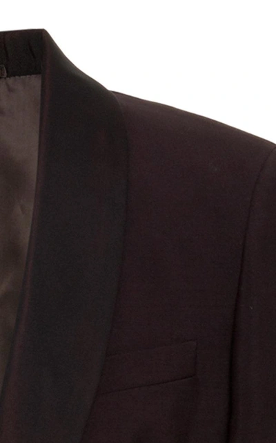 Shop Prada Slim-fit Mohair And Wool-blend Tuxedo In Burgundy