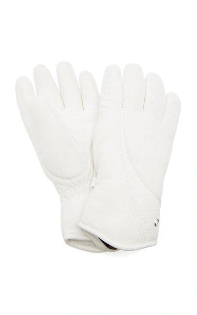Shop Bogner Meli Embossed Leather Ski Gloves In White
