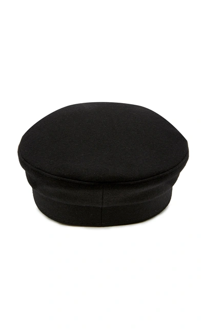 Shop Ruslan Baginskiy Hats Embroidered Wool-felt Baker Boy Hat In Black