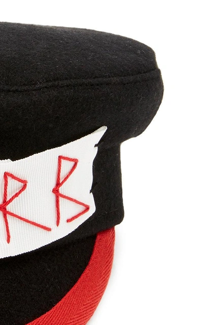 Shop Ruslan Baginskiy Hats Embroidered Wool-felt Baker Boy Hat In Black