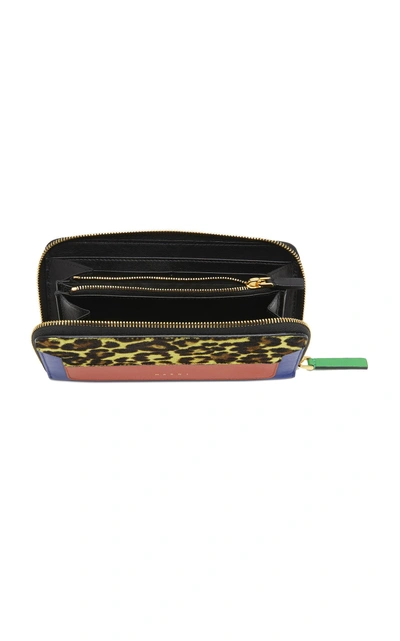 Shop Marni Leopard-print Calf Hair And Two-tone Leather Wallet In Multi