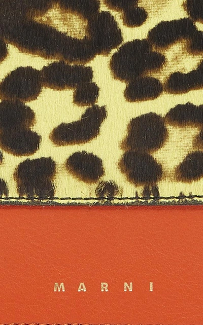 Shop Marni Leopard-print Calf Hair And Two-tone Leather Wallet In Multi