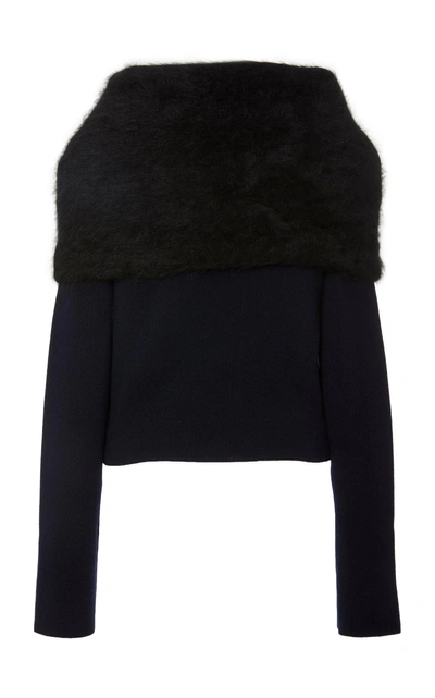 Shop Yeon M'o Exclusive Ileana Angora-trimmed Wool And Cashmere Blend Sweater In Black