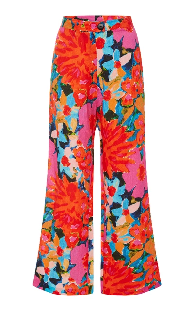 Shop Mara Hoffman Arlene Floral-print Cropped Flared Pants