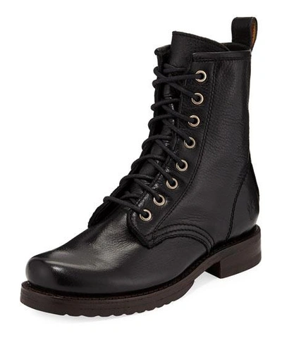 Shop Frye Veronica Leather Combat Booties In Black