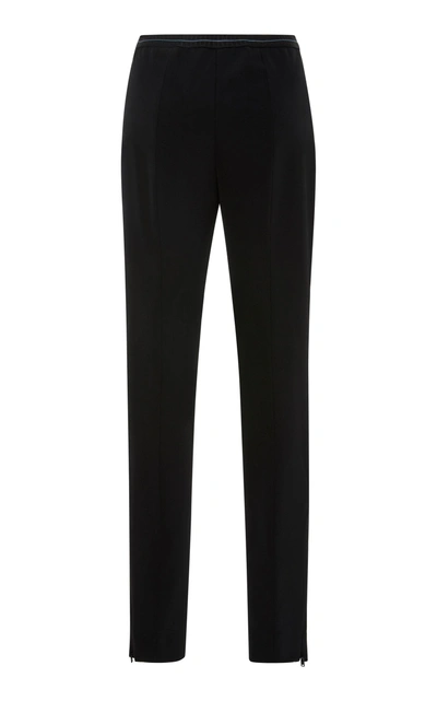 Shop Prada Stretch-knit Slim-leg Trousers  In Black