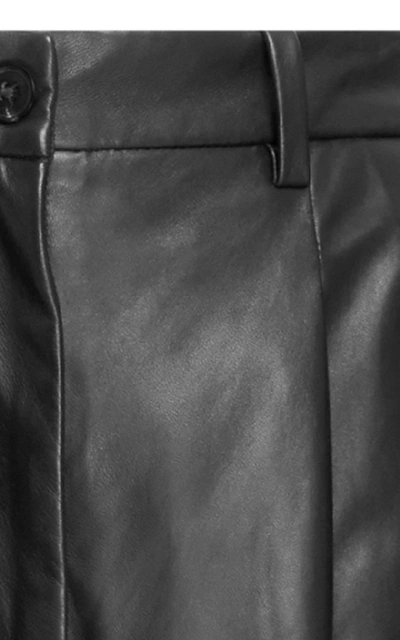 Shop Nili Lotan Nico Leather Wide-leg Pant In Black