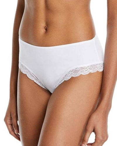 Shop Hanro Cotton Lace High Leg Brief In White