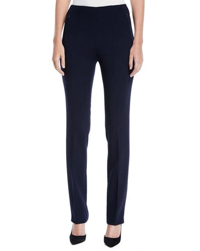 Shop Akris Constance Double-face Wool Pants In Navy