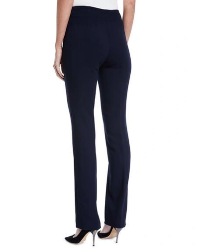 Akris Carole Straight-leg Wool Double-face Pants In Navy