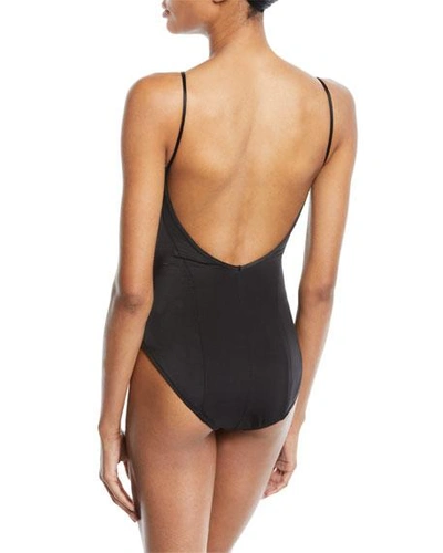 Shop Norma Kamali V-neck One-piece Swimsuit In Black