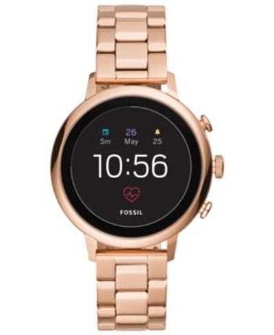 Shop Fossil New Q Women's Gen 4 Venture Hr Rose Gold-tone Stainless Steel Bracelet Touchscreen Smart Watch 40mm