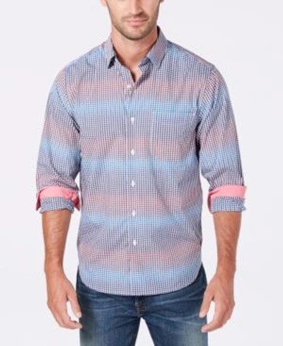 Shop Tommy Bahama Men's Striped Gingham Button Down Shirt In Navy