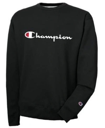 Shop Champion Men's Powerblend Fleece Logo Sweatshirt In Black