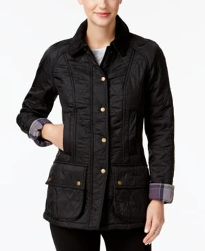 Shop Barbour Beadnell Polarquilt Plaid-trim Utility Coat In Black