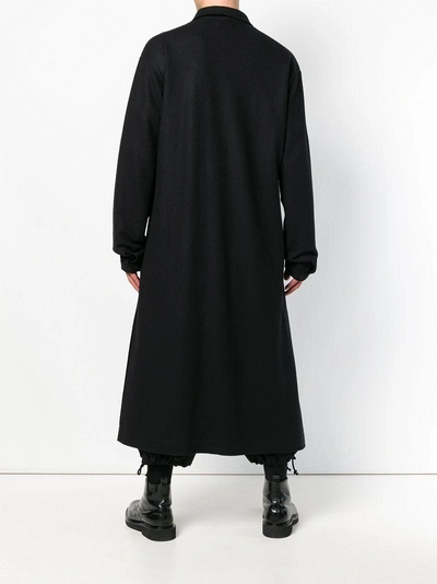 Shop Yohji Yamamoto Long Oversized Coat - Black