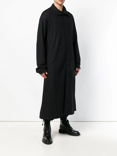 Shop Yohji Yamamoto Long Oversized Coat - Black