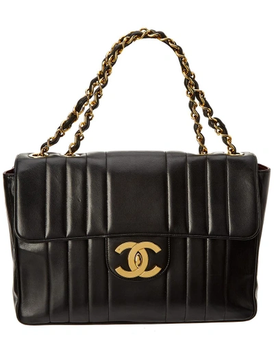 Pre-owned Chanel Black Quilted Lambskin Leather Jumbo Single Flap Bag In Nocolor