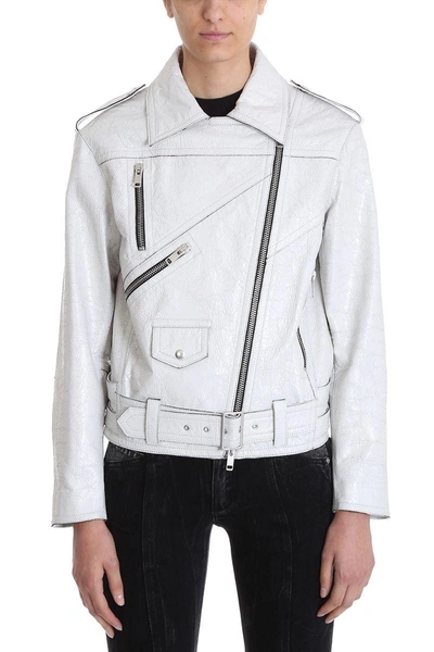 Shop Givenchy Biker Leather Jacket In White