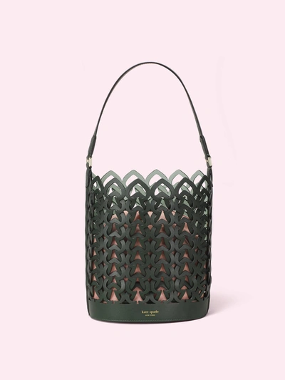 Shop Kate Spade Dorie Medium Bucket Bag In Deep Evergreen